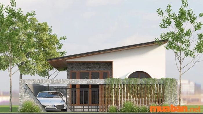 Mẫu nhà cấp 4 mái lệch bên trái