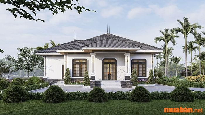 Mẫu nhà cấp 4 120m2 với 3 phòng ngủ và 1 phòng thờ