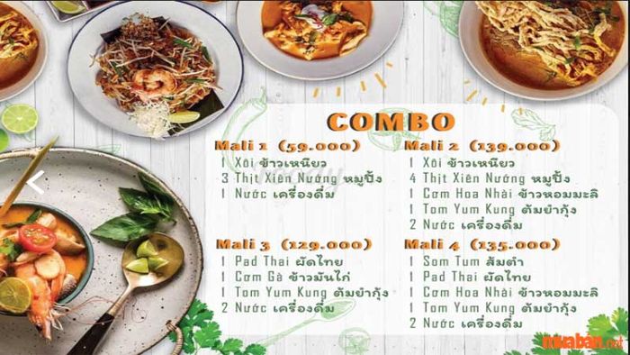 Quán cung cấp thực đơn combo dành cho nhóm bạn bè