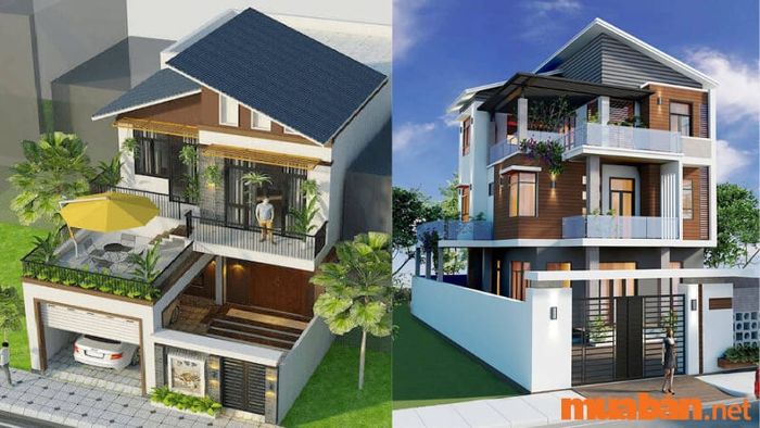 Mẫu nhà cấp 4 mái lệch đẹp 3 tầng