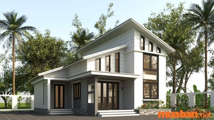 Mẫu nhà cấp 4 mái lệch với gác lửng