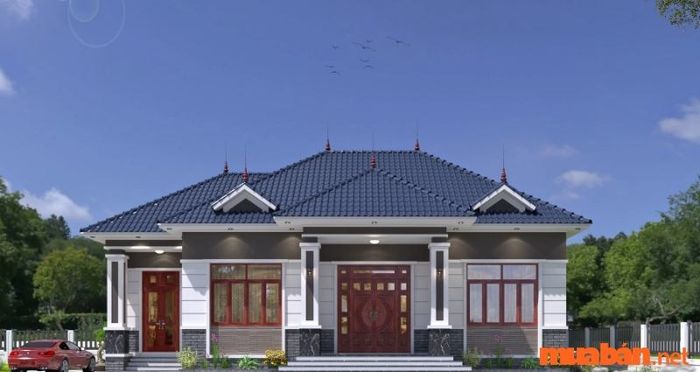 Mẫu nhà 1 tầng 3 phòng ngủ 100m2 có mặt tiền rộng