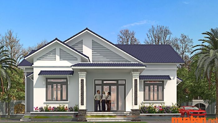 Nhà cấp 4 với mái hiên rộng nên thiết kế nhiều cửa sổ ở phía trước để tạo điều kiện thông gió tốt hơn.