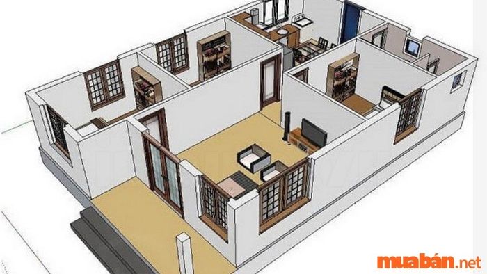Mẫu nhà 1 tầng 3 phòng ngủ 100m2