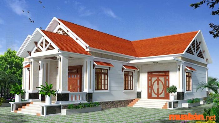 Mẫu nhà 1 tầng 3 phòng ngủ 100m2 kiểu hình chữ L
