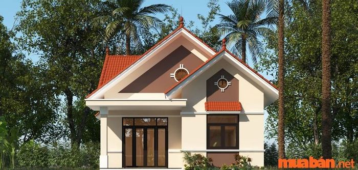 Mẫu nhà 1 tầng 3 phòng ngủ 100m2 với 2 mái