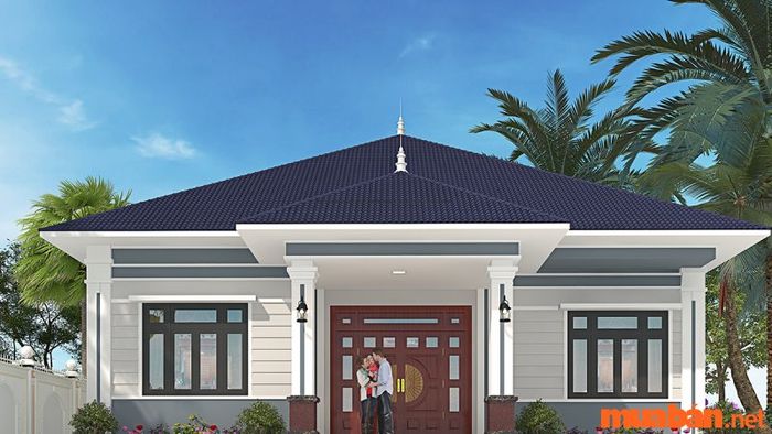 Mẫu nhà 1 tầng 3 phòng ngủ 100m2 với mái chữ A