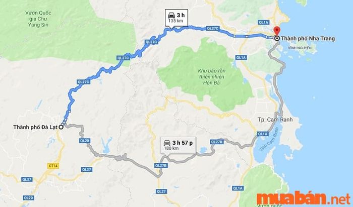 Hình ảnh lộ trình từ Nha Trang đến Đà Lạt
