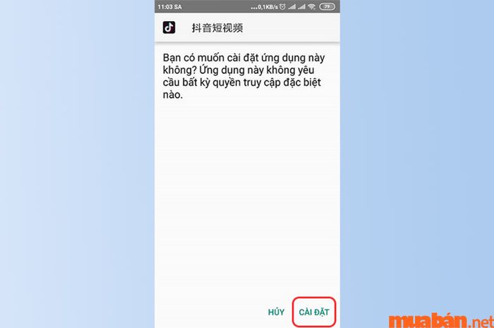 Chọn Cài đặt để tiến hành cài đặt ứng dụng trên thiết bị