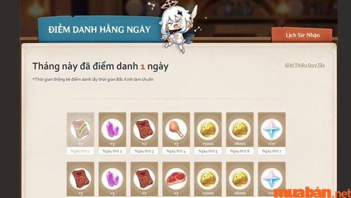 Lưu ý về số lượng quà điểm danh trong Genshin Impact