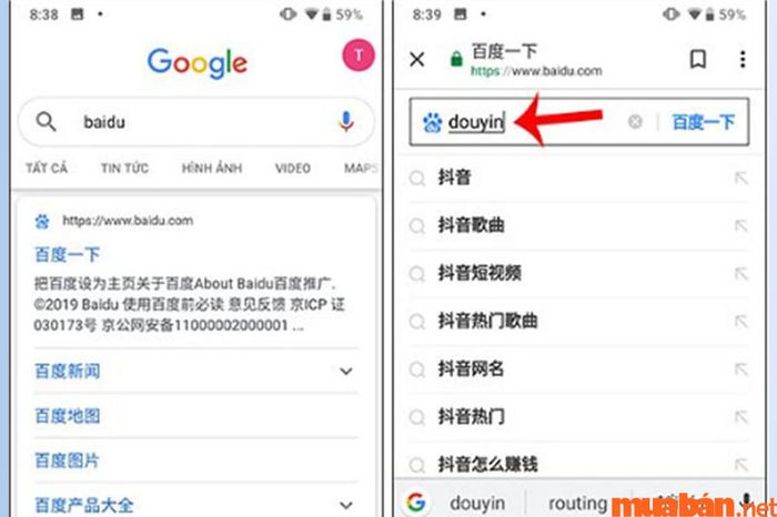 Truy cập Baidu và tìm kiếm Douyin