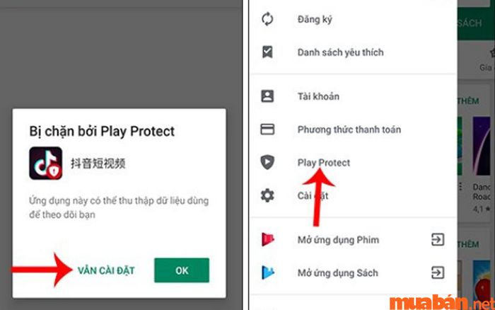 Truy cập vào Play Protect để cấp quyền cho ứng dụng
