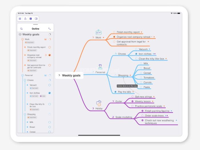 MindNode nổi bật với khả năng thiết kế đa nền tảng và chuyển đổi linh hoạt.