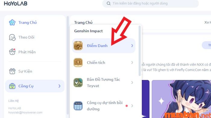 Bước 3 để điểm danh trong Genshin Impact