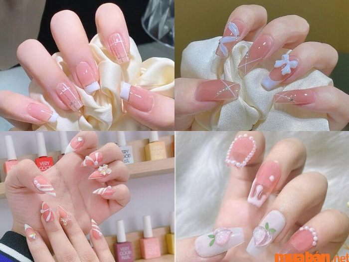 Mẫu nail hồng thạch họa tiết đơn giản rất đẹp