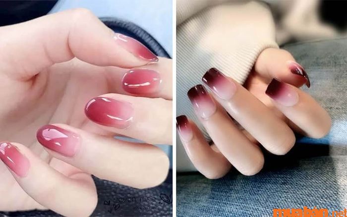 Mẫu nail hồng thạch Ombre độc đáo