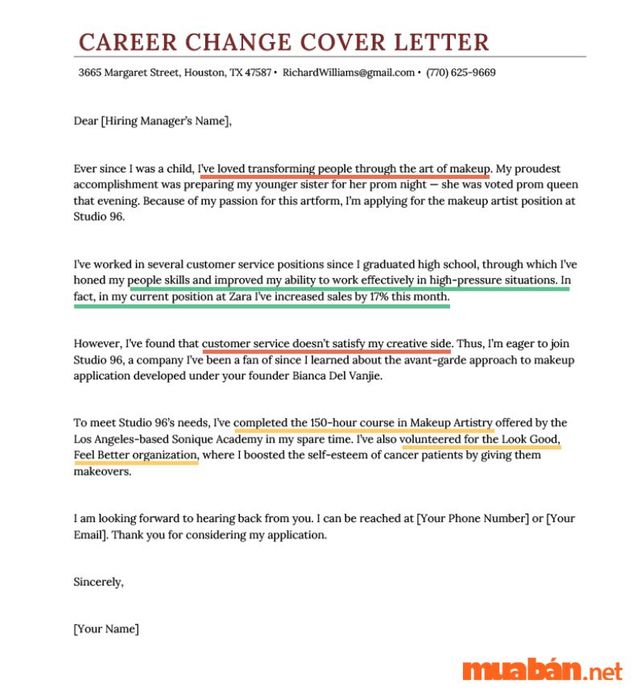 Mẫu Cover Letter bằng tiếng Anh