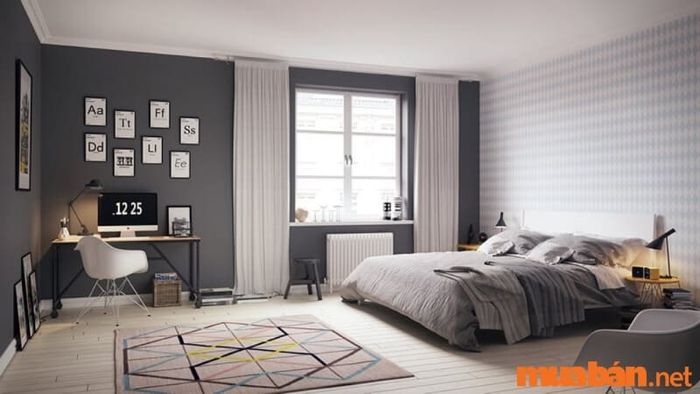 Thiết kế phòng trọ 30m2 với màu đen huyền bí