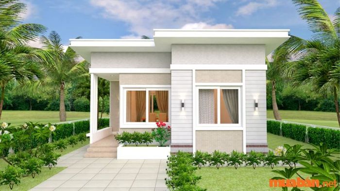Mẫu nhà cấp 4 tầm 400 triệu với sân vườn rộng rãi