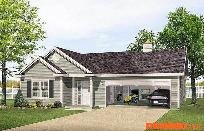 Mẫu nhà cấp 4 100m2 tích hợp sân vườn và gara ô tô