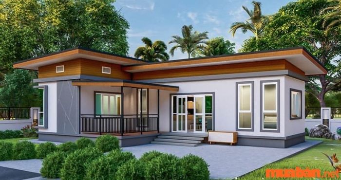 Mẫu thiết kế nhà cấp 4 hình chữ L với diện tích 100m2
