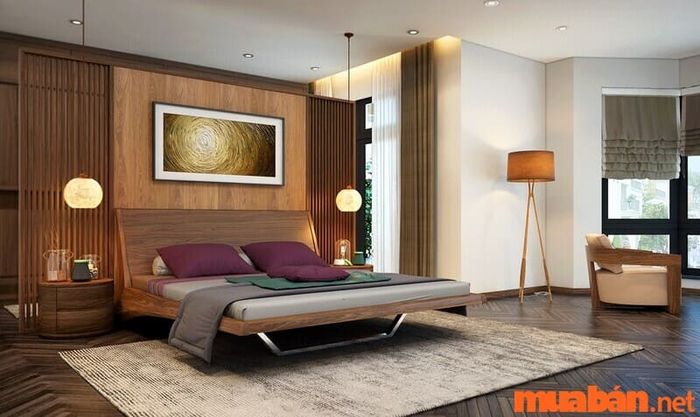 Phòng ngủ với nội thất gỗ