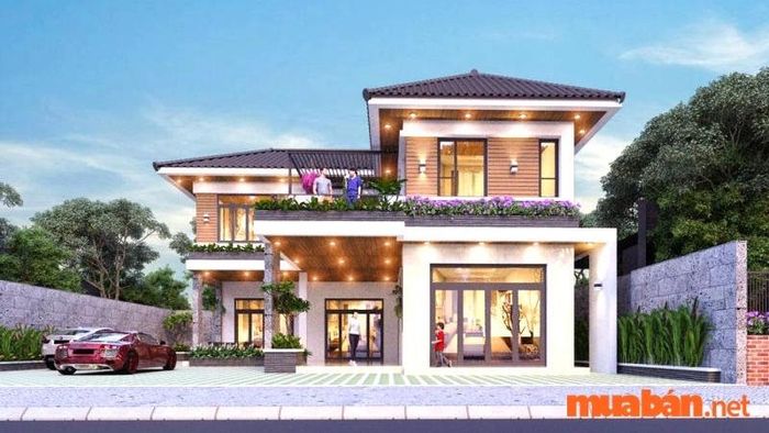 Mẫu nhà chữ L 2 tầng đẹp tại nông thôn với đầy đủ tiện nghi và chi phí hợp lý