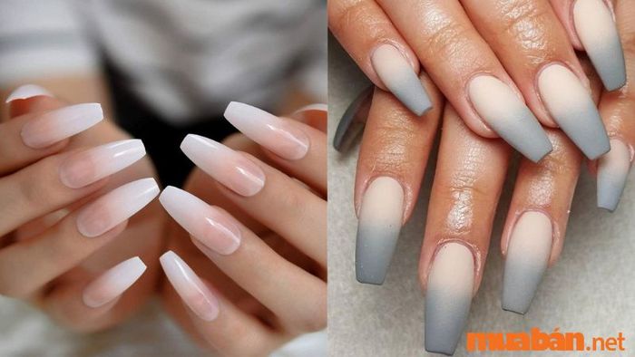 Mẫu nail trắng ombre đơn giản nhưng đầy ấn tượng