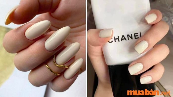 Mẫu nail trắng sữa thích hợp với nhiều kiểu dáng móng tay