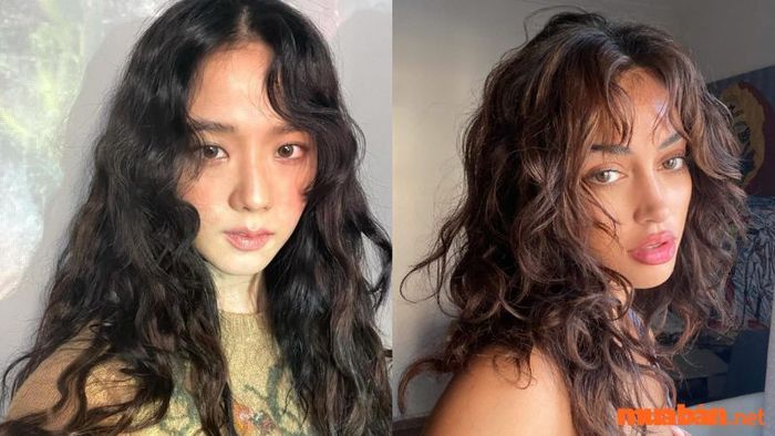 Kiểu tóc xoăn hippie với mái bay
