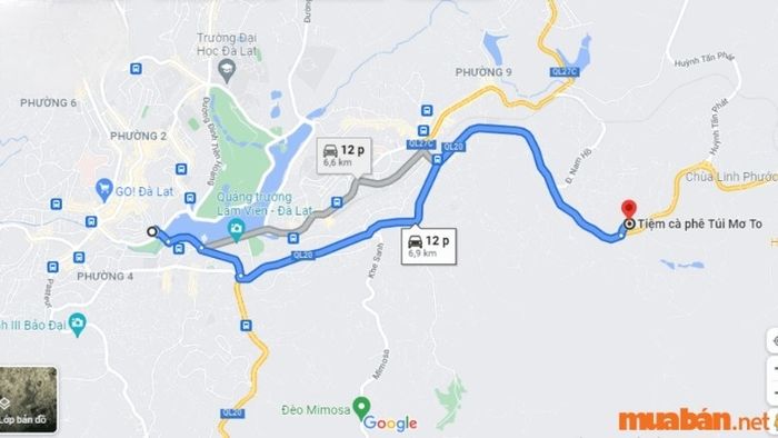 Chỉ dẫn đường đi đến quán cà phê Túi Mơ To