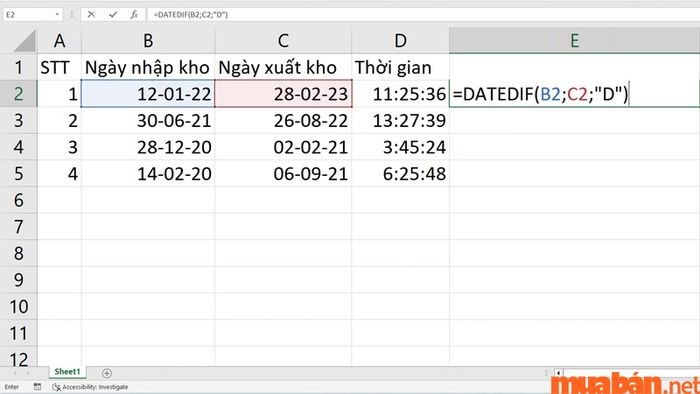 Chữ “d” trong công thức chỉ số ngày trong khoảng thời gian.