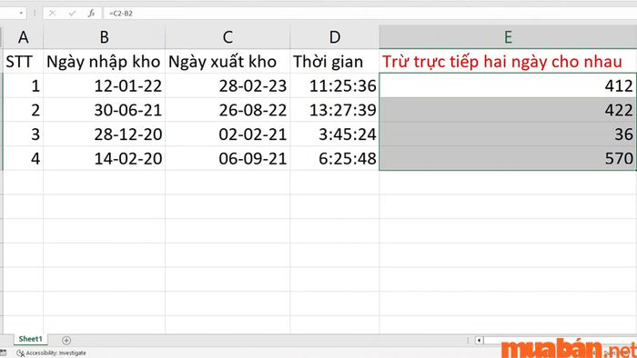 Bạn có thể sao chép công thức cho các ô khác.