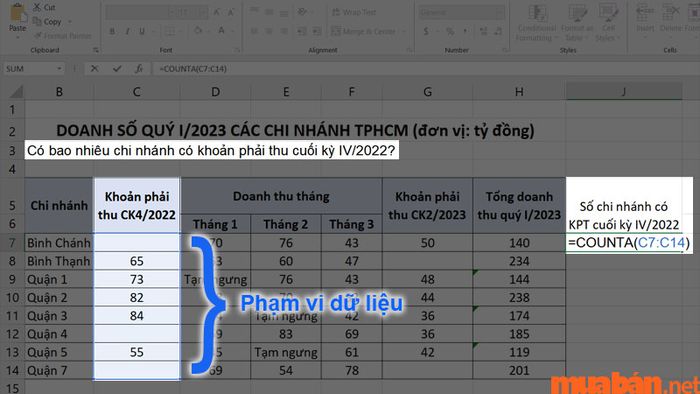Bạn cần xác định chính xác phạm vi dữ liệu phù hợp với yêu cầu của đề bài.