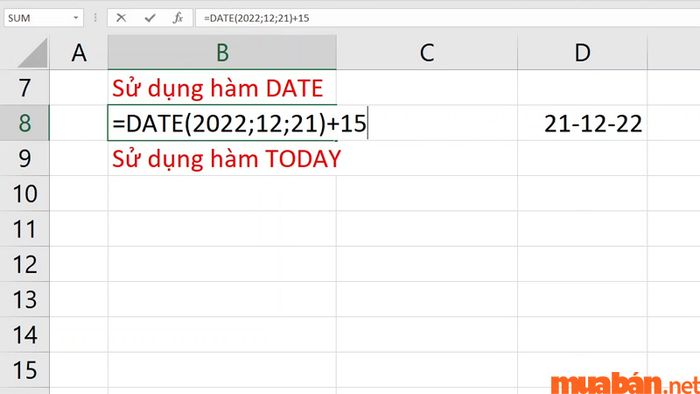 Bạn cũng có thể thực hiện cộng trừ ngày bằng cách sử dụng hàm DATE.