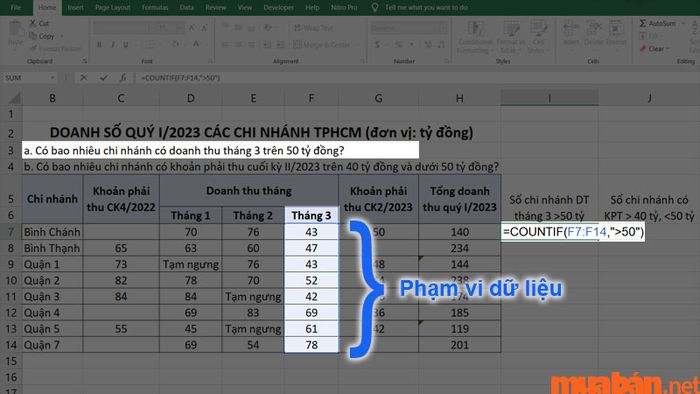 Bạn cần nhập đúng dải dữ liệu và đặt điều kiện trong hai dấu “”