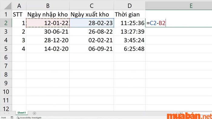 Bạn có thể trừ hai mốc thời gian trực tiếp để xác định số ngày chênh lệch.