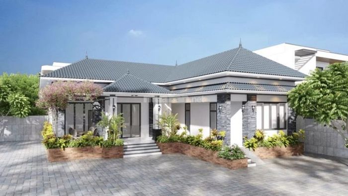 Nhà cấp 4 nông thôn chữ L thiết kế đơn giản, tinh tế