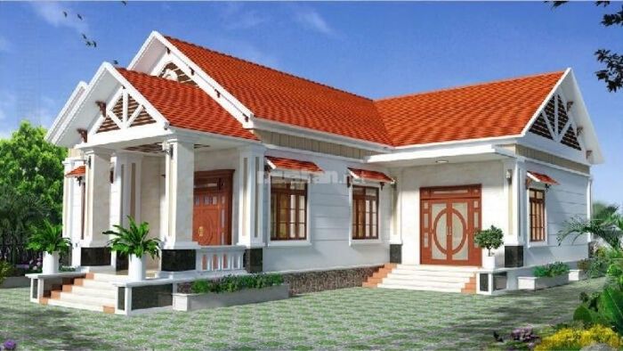 Nhà cấp 4 nông thôn chữ L 4 phòng ngủ cực đẹp