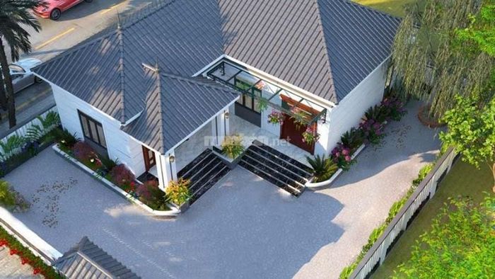 Ngôi nhà cấp 4 hình chữ L với mái Nhật