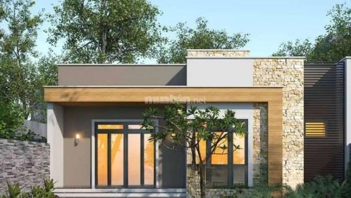 Mẫu ngôi nhà cấp 4 nông thôn hình chữ L mái bằng cực kỳ đẹp
