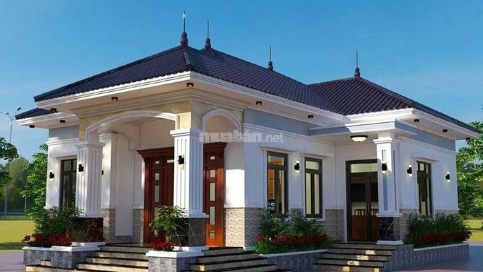 Mẫu nhà cấp 4 nông thôn hình chữ L 3 phòng ngủ