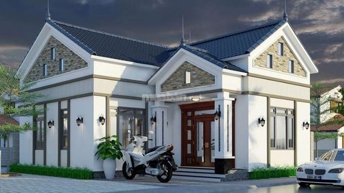 Nhà cấp 4 nông thôn hình chữ L với 3 phòng ngủ