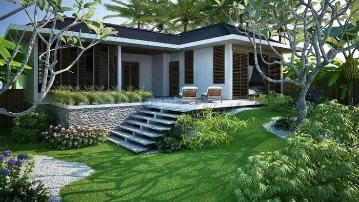Nhà cấp 4 có sân vườn rộng rãi, nhiều cây xanh