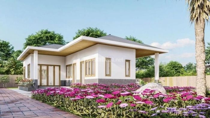 Mẫu nhà cấp 4 nông thôn chữ L có thiết kế đơn giản, tinh tế