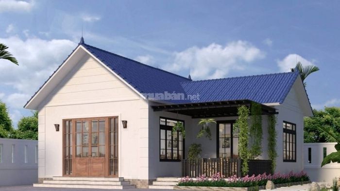 Mẫu ngôi nhà cấp 4 nông thôn hình chữ L với 2 phòng ngủ
