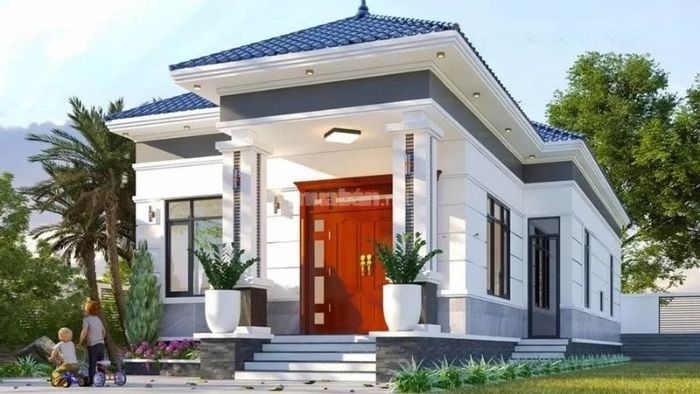 Mẫu nhà cấp 4 nông thôn chữ L tích hợp sân vườn