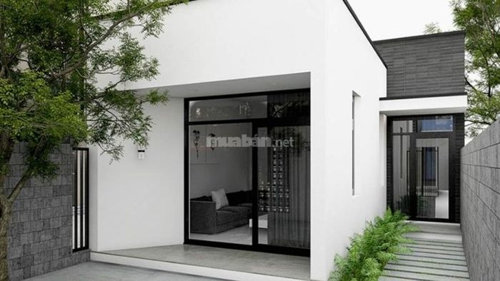 Nhà cấp 4 nông thôn hình chữ L với 2 phòng ngủ