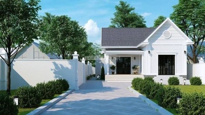 Mẫu ngôi nhà cấp 4 nông thôn hình chữ L với 2 phòng ngủ cực kỳ đẹp