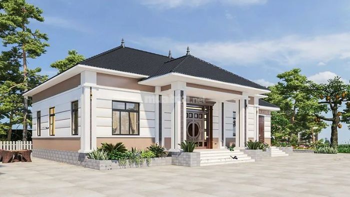 Mẫu nhà cấp 4 với mái Nhật và 4 phòng ngủ